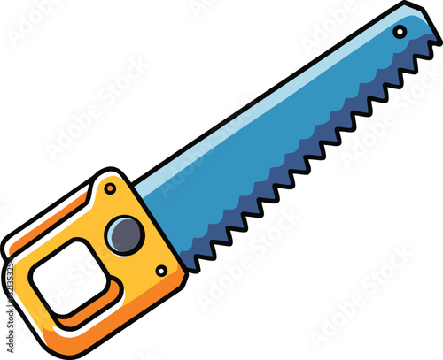 Vector art icon of a hand saw icon on a white background.