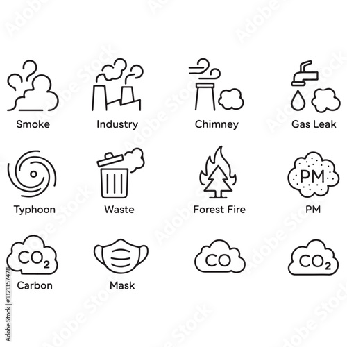 Air Pollution line icon vector