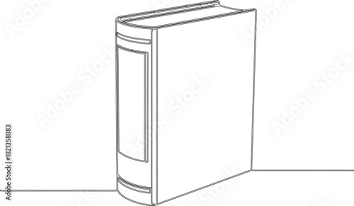 Single book standing upright line art
