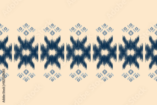Traditional ethnic ikat motif fabric pattern embroidery Ethnic oriental pattern white cream brown background wallpaper abstract,vector,decoration art.