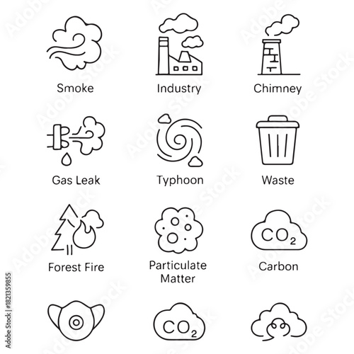 Air Pollution line icon vector