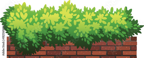 green grass on brick wall