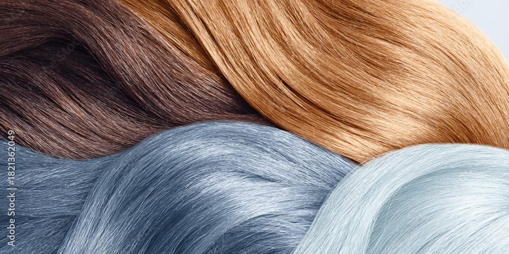 Fototapeta premium Row of hair with different colors