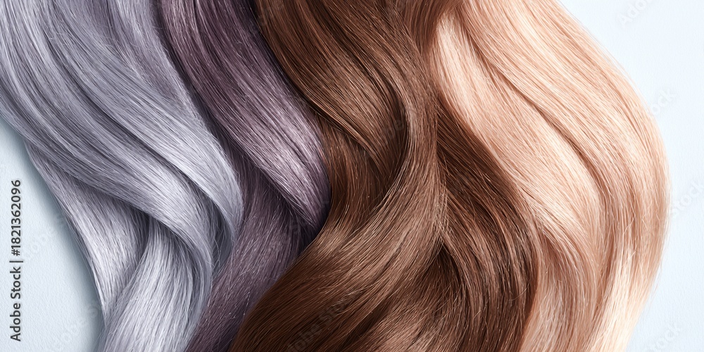 Fototapeta premium Woman's hair is shown in different colors