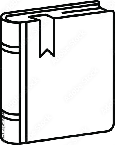 Book with bookmark simple black and white line