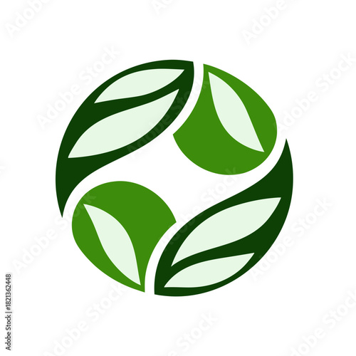 Yin-Yang Symbol Made of Two Leaves Variant Transparent Background