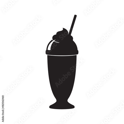 Milk shake silhouette vector flat illustration on white background.