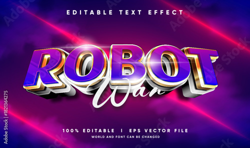 robot war 3d vector text effect with modern style