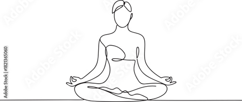 Yoga woman one continuous line drawing minimalist, vector hand drawn lotus pose. one line Icon drawing with white background