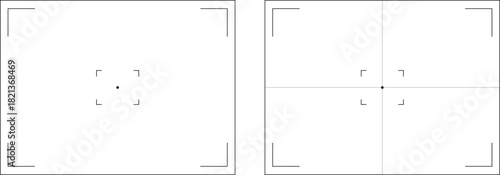 Camera viewfinder overlay collection. Photo frame camera viewfinder template. Modern focusing digital display screen. Vector illustration at transparent background