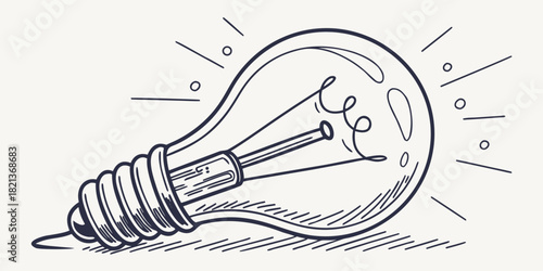Creative lightbulb idea sketch, generating innovative solutions, brainstorming session, sparking imagination and problem-solving, perfect for business concepts