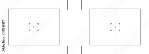 Camera viewfinder overlay collection. Photo frame camera viewfinder template. Modern focusing digital display screen. Vector illustration at transparent background