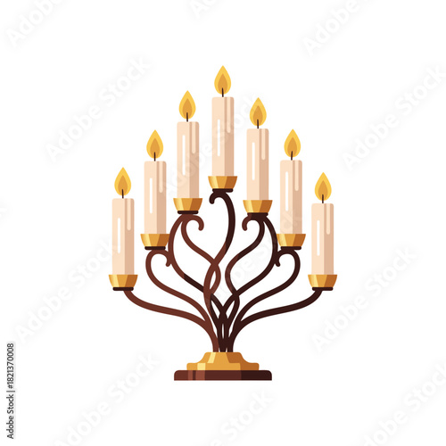decorative kinara candle holder with white background