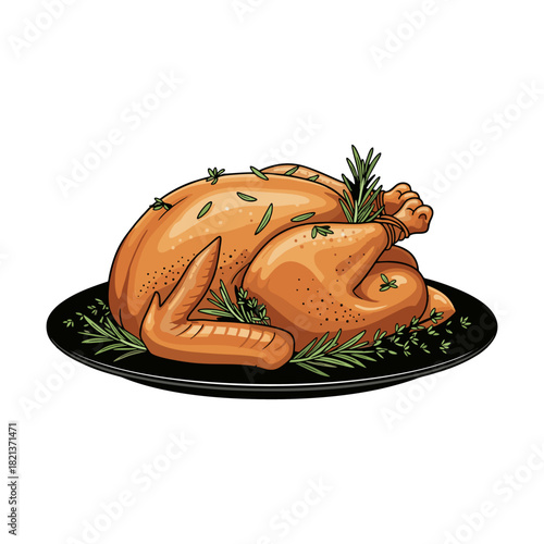 roast turkey on a black plate for Christmas