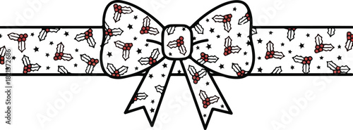 Festive Bow Decoration:  A beautifully designed bow, adorned with festive motifs, suggests an atmosphere of celebration, warmth and joy.