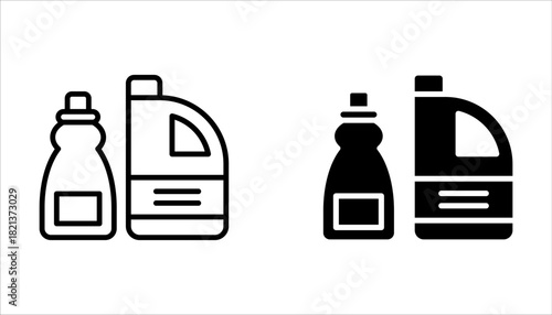 Cleaning products line icon set, grocery store and household vector icon on white background