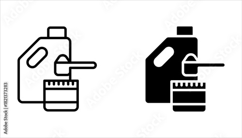 Cleaning products line icon set, grocery store and household vector icon on white background