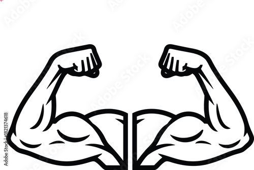 Strong flexed biceps showing muscle and strength, isolated on white background