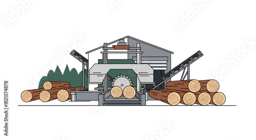 Logging machinery with stacked logs in a forestry environment  