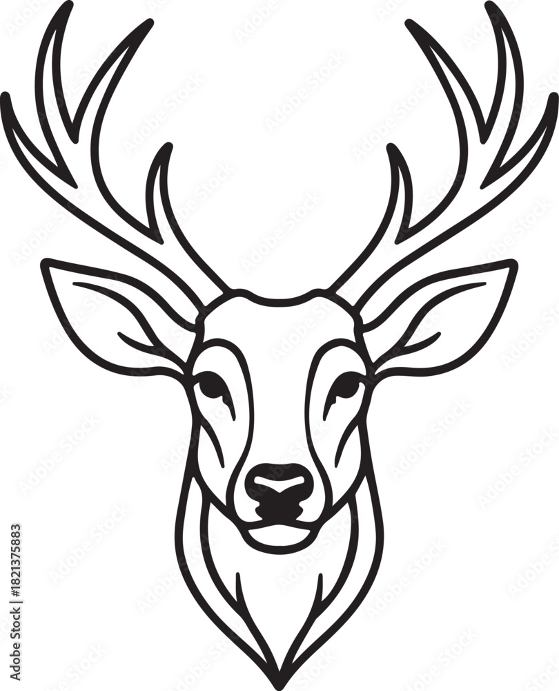 Naklejka premium A line art deer head