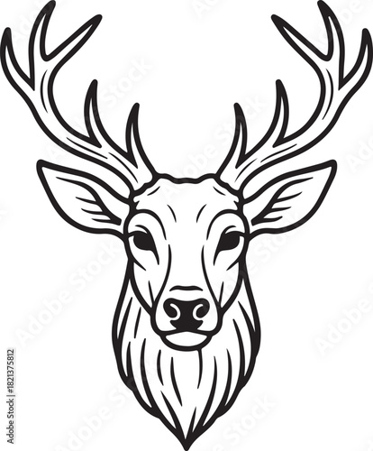 A line art deer head