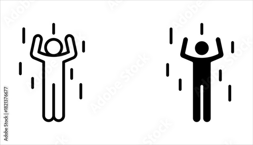 Falling person set. Caution sign on white background