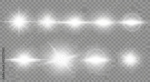 Collection of realistic lens flare effects for graphic design and photography