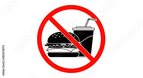 No Food or Drinks Allowed Sign Prohibition of Junk Food and Beverages