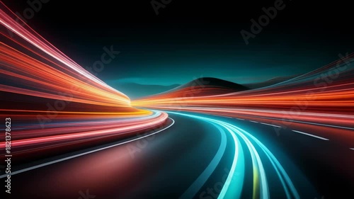 Dynamic light trails create a vibrant abstract background for technology and speed-themed designs