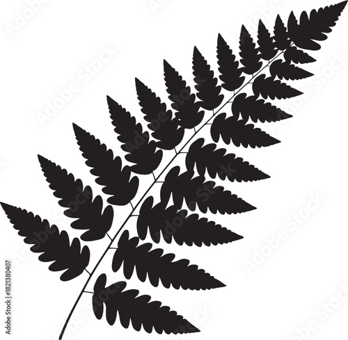 Botanical black fern leaf silhouette vector