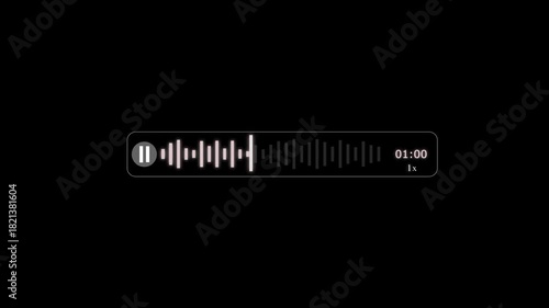 Abstract Wave Voice Animation. 1 minute 32 second IMO Messenger Voice Message Recording Animation, with Audio Spectrum Animation, Modern Voice Wave Animation on a black Background