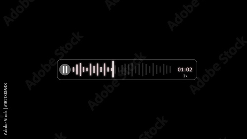 Abstract Wave Voice Animation. 1 minute 35 second IMO Messenger Voice Message Recording Animation, with Audio Spectrum Animation, Modern Voice Wave Animation on a black Background
