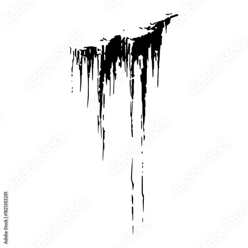 Black silhouette of hanging melting icicles or dripping ice grunge vector winter cold nature corner element