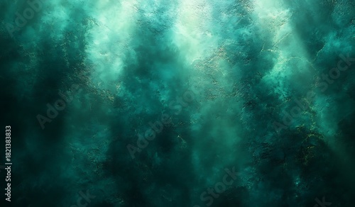 Abstract underwater texture with light rays and murky green hues background