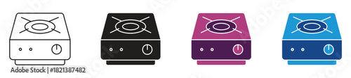 Gas stove icon set isolated on white background. Vector illustration.