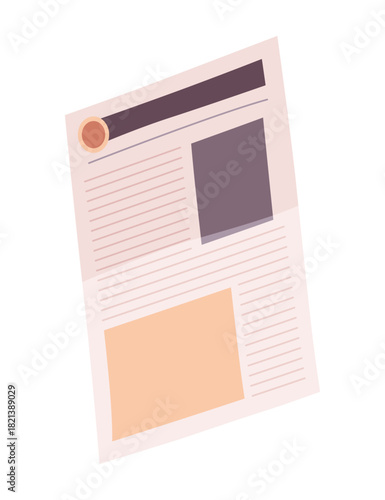 Cartoon newspaper. Daily journal press tabloid with headline front page, city paper magazine newsprint publication, folded daily journal and newspapers