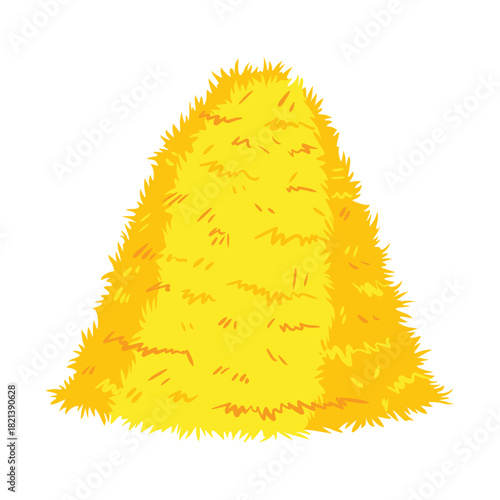 Haystack isolated on white background. Flat vector illustration dried haystack. Farming haymow bale hayloft, agricultural rural haycock. A supply of feed for livestock, the object of agriculture
