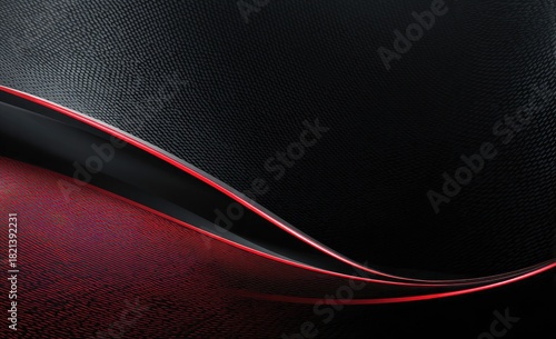 Abstract black and red textured background with curved flowing lines