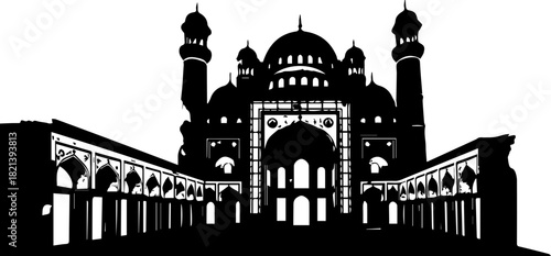 Striking silhouette of grand mosque architecture for cultural projects and travel designs