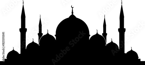 Elegant mosque silhouette design, perfect for Ramadan, Eid, or Islamic cultural projects and designs