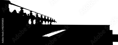 Dramatic silhouette of a military parade showcases tradition, precision, and solemn honor