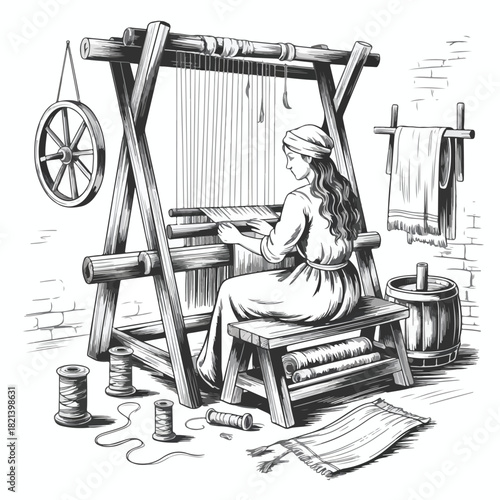 Worker person standing on a ladder with a hammer, woman and man construction business people working on art easel and chair equipment vector