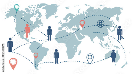 Global network connecting people, locations, and businesses worldwide with scalable vector design