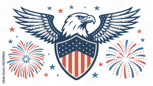 Celebrate American freedom with this eagle shield design, perfect for patriotic holidays and events