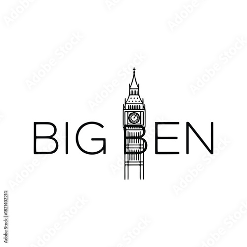 London's iconic Big Ben depicted in a minimalist graphic design style