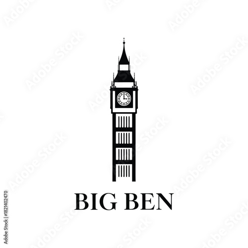 Dramatic Big Ben silhouette icon for your London themed designs