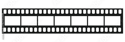 Movie film long strip template, vintage filmstrip roll frame, vector photo background. Video or movie filmstrip overlay, cinema or photograph camera long film strip on transparent