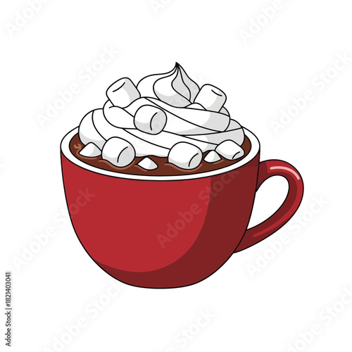 Indulge in a delicious hot chocolate topped with whipped cream and marshmallows from this charming mug, perfect for cozy winter days and festive celebrations