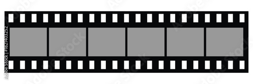 Movie film long strip template, vintage filmstrip roll frame, vector photo background. Video or movie filmstrip overlay, cinema or photograph camera long film strip on transparent