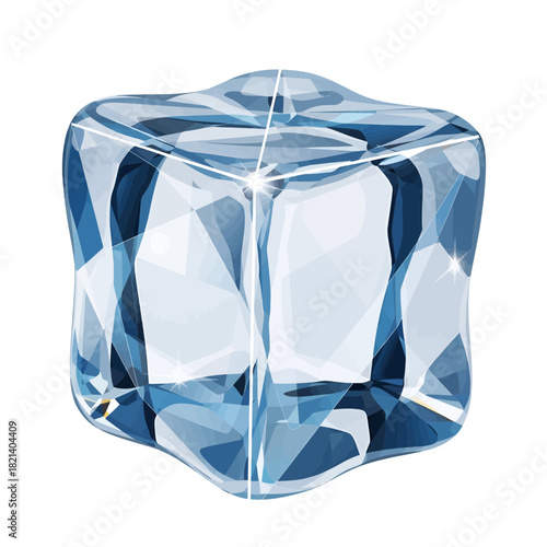 Stunning translucent ice cube shimmers with modern design, ideal for refreshing summer visuals and crisp, clean product promotions or winter beverage marketing